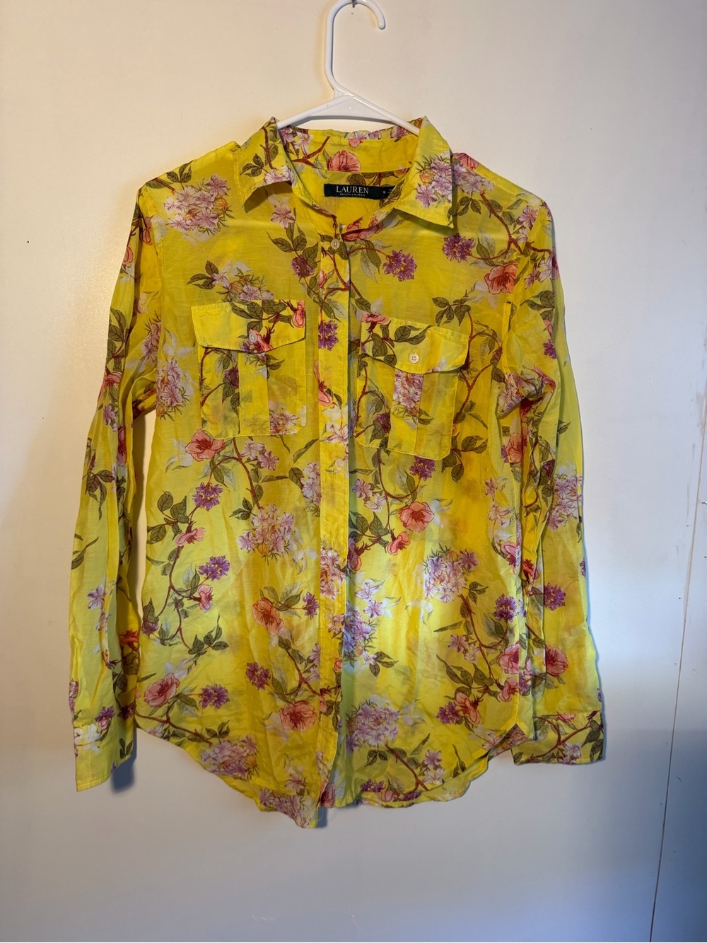 Ralph Lauren Yellow Floral Long-Sleeve Button-Down Shirt